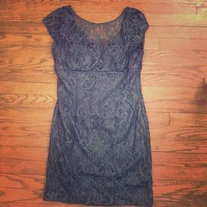 Adrianna Papell “Hailey” black lace dress.